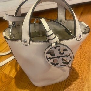 Tory Burch Miller Mini Shite Bucket Bag Size: 8" wide × 7" tall × 5" deep